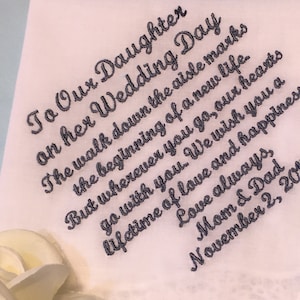 Pañuelo de boda personalizado para madre y padre, regalo para hija en el día de su boda, Something Blue, 208SX