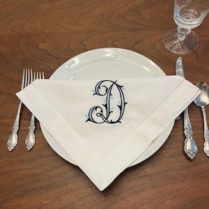 12  Personalized Linen hemstitched dinner napkins, Wedding Gift, Anniversary, House, Warming Mothers Day
