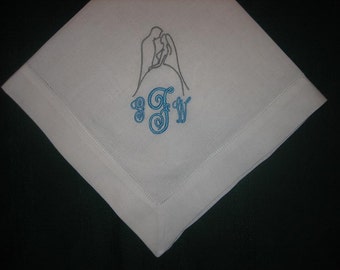 12 Linen Hemstitched Wedding Napkin with bride and groom, reception napkin, luncheon, shower,