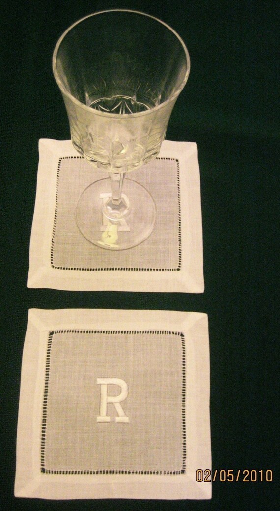 Personalized Bar Napkins White embroidered 6x6in. cocktail Etsy