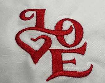 12 Valentine's Day Love Napkin Set, Love Linen Napkins, Embroidered Dinner Napkins