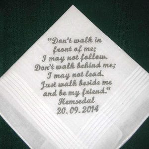 Personalised wedding handkerchief to groom keepsake.170S