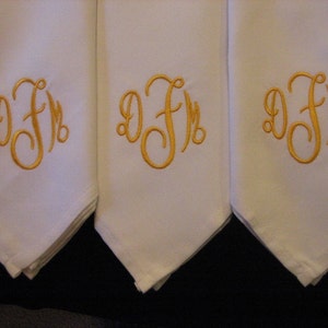 Servilletas bordadas con monograma - Juego de 6 servilletas de cena con monograma, mantelería para bodas,