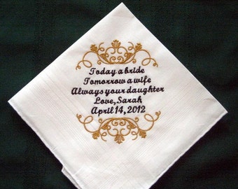 Father of the Bride wedding handkerchief -Hanky-Hankie Gift for Father of the Bride 126S with Gift Box includes shipping in the US