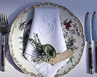 12 embroidered napkins, monogrammed napkin, birthday napkin, table decoration, cloth table napkin, wedding napkins Serviette.