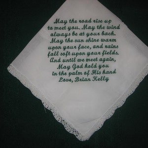 Personalised Wedding Gift Irish blessing handkerchief 153S with gift box and includes shipping in the US image 1