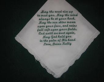 Personalised Wedding Gift Irish blessing handkerchief 153S with gift box and includes shipping in the US