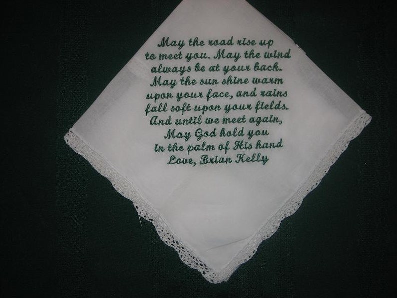 Personalised Wedding Gift Irish blessing handkerchief 153S with gift box and includes shipping in the US image 1