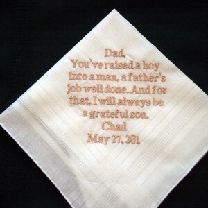 From Groom to his Father 13B Personalized Wedding Handkerchief.