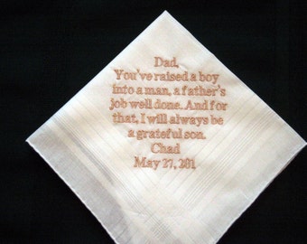 From Groom to his Father 13B Personalized Wedding Handkerchief.