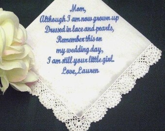 Mother of the Bride with Free Gift Box 11S includes Free shipping in the US Personalized Wedding Handkerchief