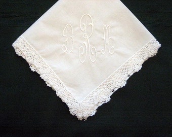 Classic  Monogrammed Hanky with Gift Box and free shipping in US