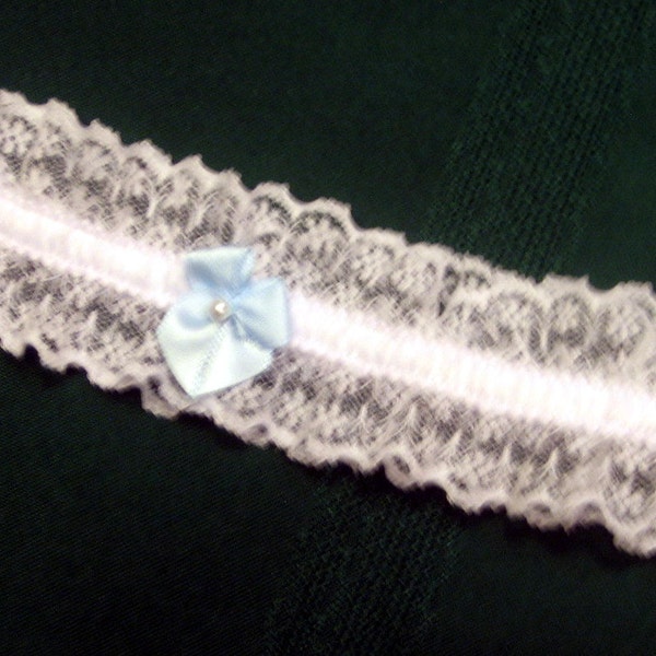 Garter made to size. Toss garter, something blue,