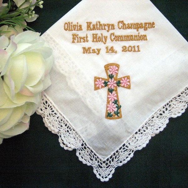 Personalized First Communion Gift.130B First Communion Favor Hankerchief,handkerchief,hankie,hanky, embroidered,personalized,custom