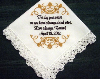 Embroidered Mother of the Bride Gift – Mother of the Bride Handkerchief – Wedding Handkerchief – Personalized Hankie125S