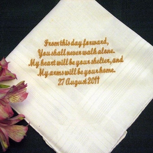 Bride to Groom Gift, Personalized Wedding Handkerchief110S includes shipping in the US