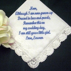 Mother of the Bride Handkerchief 25S - Customized - Embroidered - Mother of the Bride Gift - Personalized Wedding Handkerchief