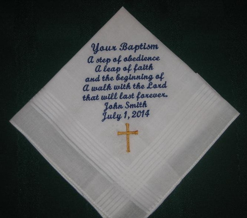 Baptism handkerchief gift,boy christening gift hanky, hankie 168S image 1