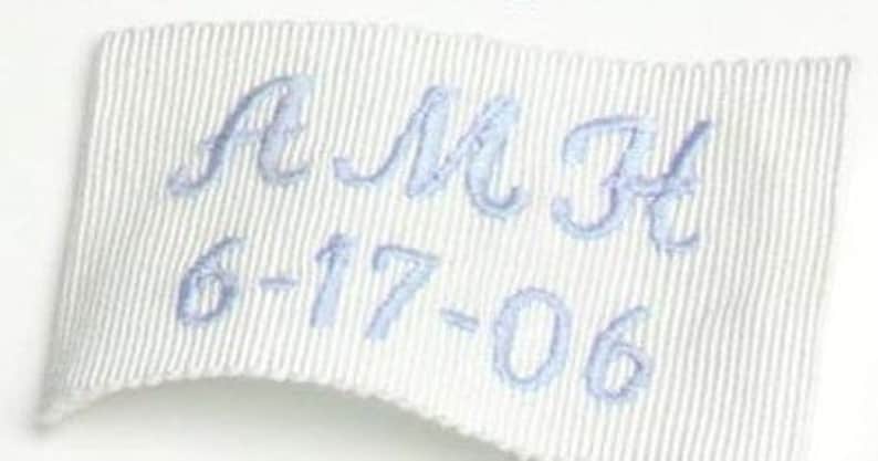 Monogrammed something blue wedding dress label.wedding gown label,personalized label image 1