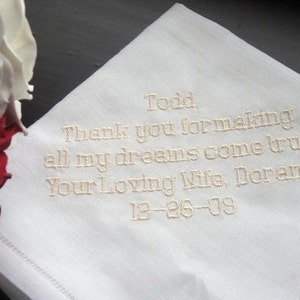 Personalized Wedding Gift- Wedding Linen Handkerchief for your Groom 7B