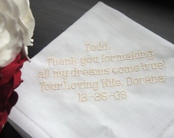 Personalized Wedding Gift- Wedding Linen Handkerchief for your Groom 7B
