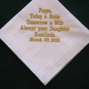 Father of the Bride 22B - Bride to Father - Man&#39;s Handkerchief - Wedding Party - Parents of the Bride