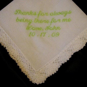 Embroidered Mother of the Groom Gift – Mother of the Groom Handkerchief – Wedding Handkerchief – Personalized Hankie 51S