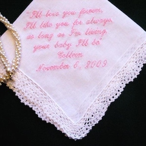 Embroidered Mother of the Bride Gift – Mother of the Bride Handkerchief – Wedding Handkerchief – Personalized Hankie 36S
