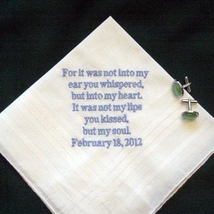 Love letter handkerchief for the groom from the bride, groom pocket square 123B image 1