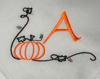 Pompoenservetten voor Halloween en Thanksgiving. Geborduurde linnen vakantieservetten, tafeldecoraties, Sweet Fall/Thanksgiving-motief