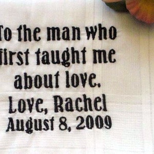 Father of the Bride Gift, wedding hanky 4B with Free gif box and Free shipping in the US Personalized Wedding Handkerchief