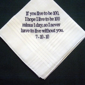 Wedding Hankie from bride to groom 20B handkerchief, groom hanky, linen handkerchief