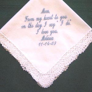 Mother of the Bride 35S  Personalized Wedding Handkerchief,bridal gift,