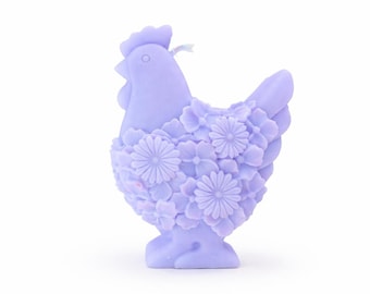 Chicken Handmade Candle with Flowers | Cute Farm Animal Soy Candle | Funny Gift for Chicken Lovers | Cottage-core Home Decor