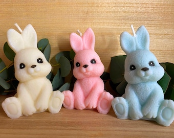 Hase Kerze | Große süße handgemachte Sojawachs-Kaninchen-Kerze | Ostern & Frühling Dekor | Kinderzimmer Geschenk | Tierisches Zuhause Akzent