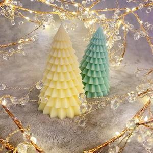 Handmade Festive Tall Christmas Tree Soy Wax Candle With Pine Oil Home Decor
