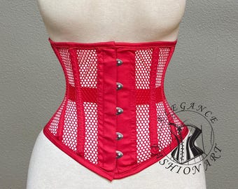 Women's Underbust Steel Boned Mesh Corset, Heavy Duty Waist Trainer Waspie Cincher Corset