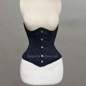 Double Steel Boned Waist Trainer Corset Women&#39;s Underbust Shaper Hourglass Black Cotton Corset
