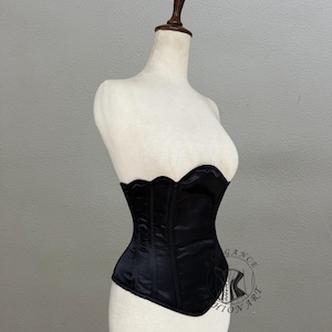 Women&#39;s Underbust Double Steel Boned Corset | Bustier Waist Trainer Flat Front Satin Corset