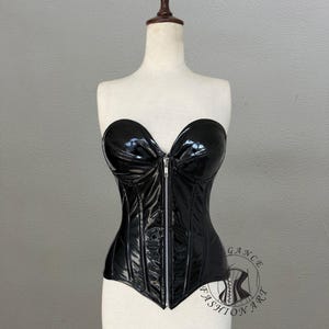 Corset en PVC pour femme | Corset de costume en acier robuste | Corset à fermeture éclair sur le buste