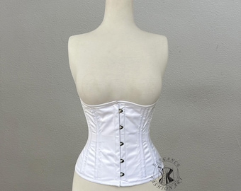 Women's Underbust Double Steel Boned Corset Heavy Duty Waist Trainer Satin Corset