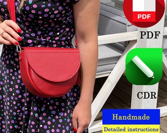 Leather Half Moon Bag Pattern: DIY Crossbody Bag (PDF or CDR)
