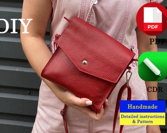 Leather Lady Bag PDF Pattern, DIY Small Crossbody Bag Template & Tutorial for Shoulder Purse