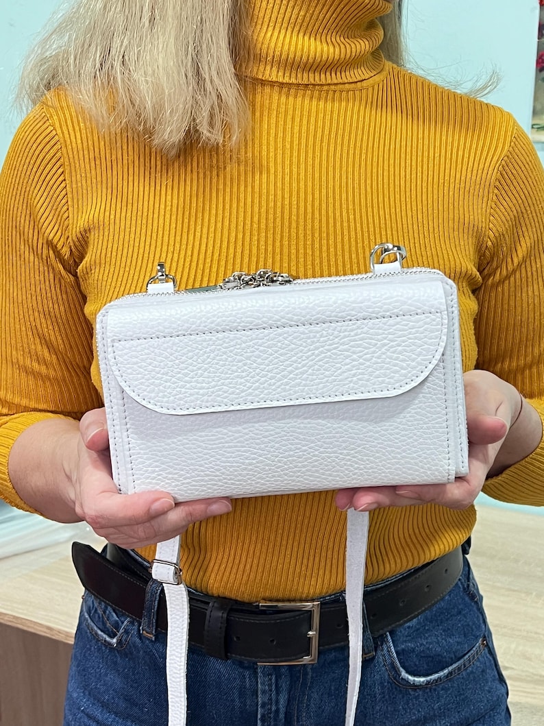 Personalized Handmade Leather Dual Zipper Around Travel Wallet Purse, Leather Crossbody Wallet Bag iPhone 11 -  17, Air, Pro, Max, Double Long Shoulder Phone Purse: Travel Organizer