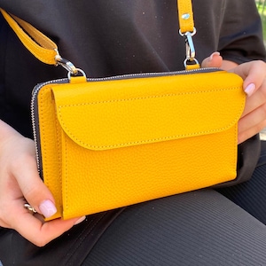 Leder Crossbody iPhone 15 16 17 Pro Max Brieftasche Tasche, kleine Handytasche, Crossbody Zip Leder Geldbörse, handgemachte Leder Schulter Clutch