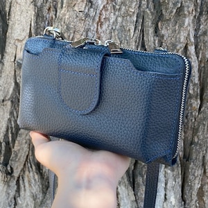 Handmade Leather Crossbody Phone Wallet: RFID Blocking 20 Cards Slots, Shoulder Travel iPhone Purse
