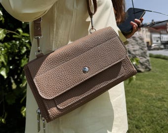Handmade RFID Leather Crossbody Bag: Shoulder iPhone Wallet Purse with Zipper, Personalized Travel Organizer