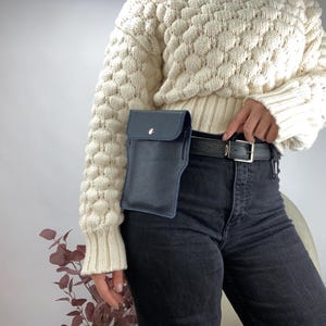 Pebbled Leather Phone Holster: Full Grain Pouch with Belt Loops & Clip, Personalized Name