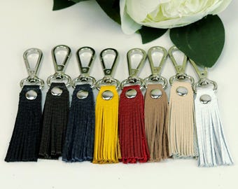 Handmade Leather Tassel Keychain: Boho Purse Charm, Car Key Holder