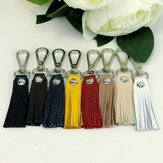 Handmade Leather Tassel Keychain: Boho Purse Charm, Car Key Holder